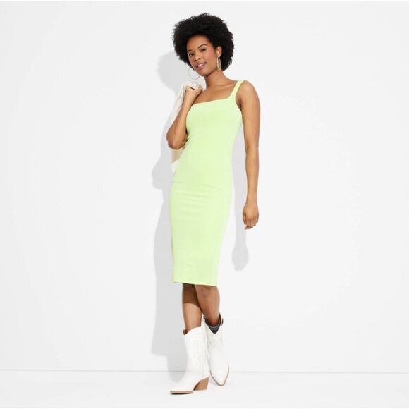 wild fable Dresses & Skirts - Wild Fable Vibrant Green Square Neck Midi Tank Dress XL